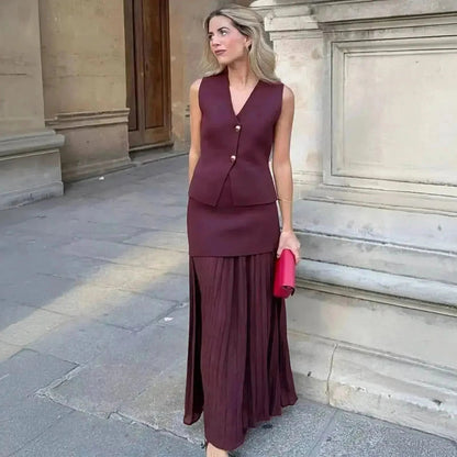 Tricot V - Neck & Jupe Longue - Saylana