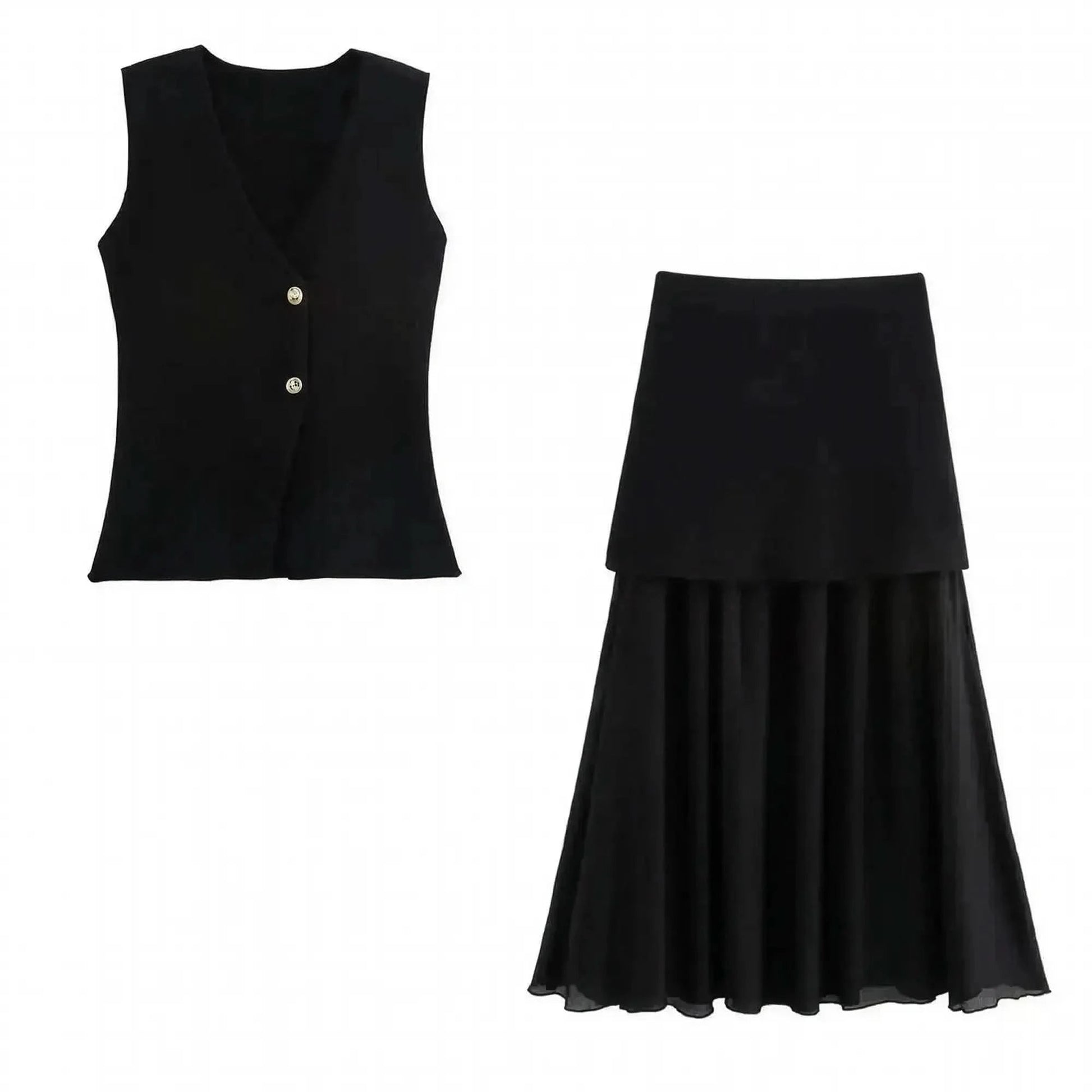 Tricot V - Neck & Jupe Longue - Saylana