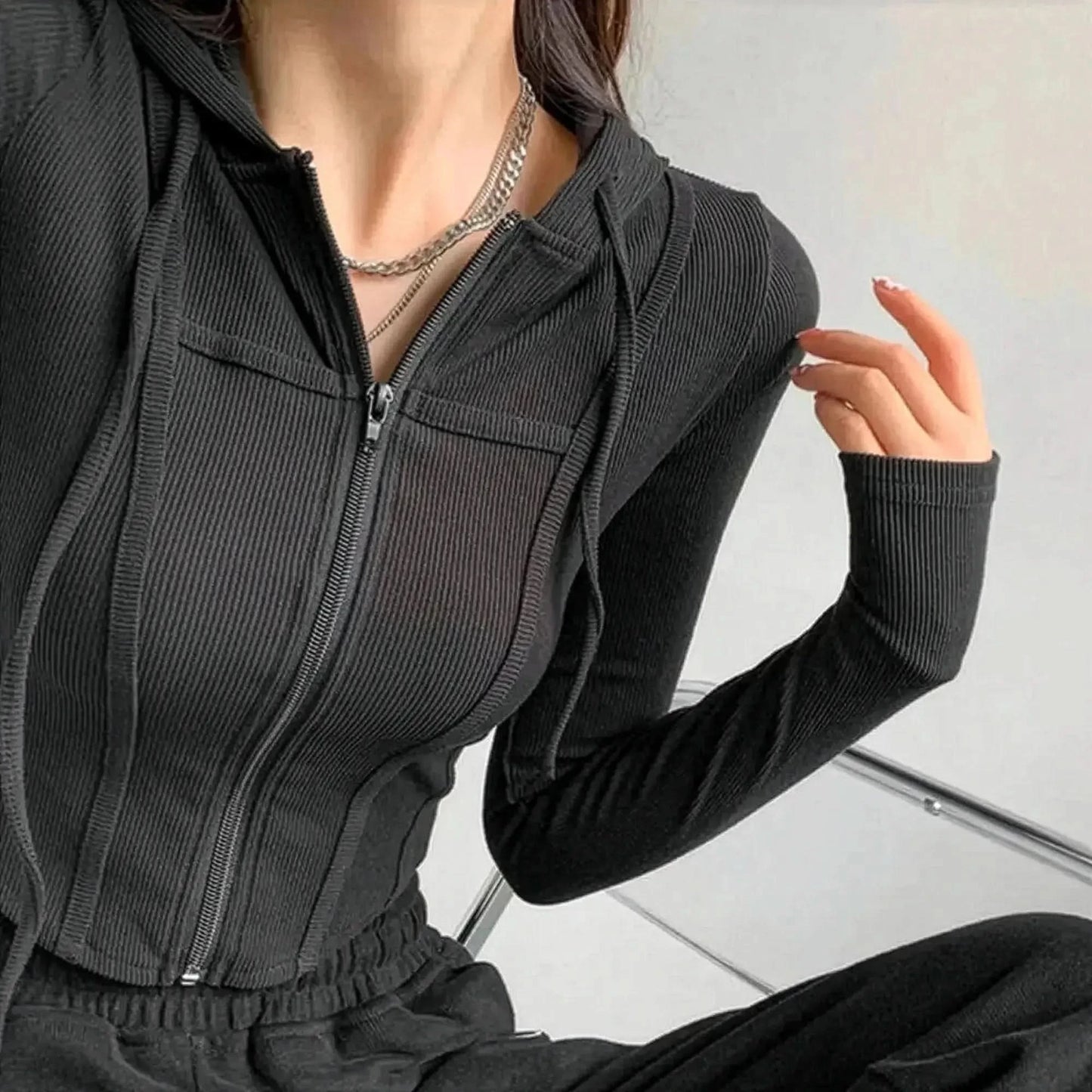 Veste Cardigan Femme Fine Zippée à Capuche Style Coréen Été - Saylana