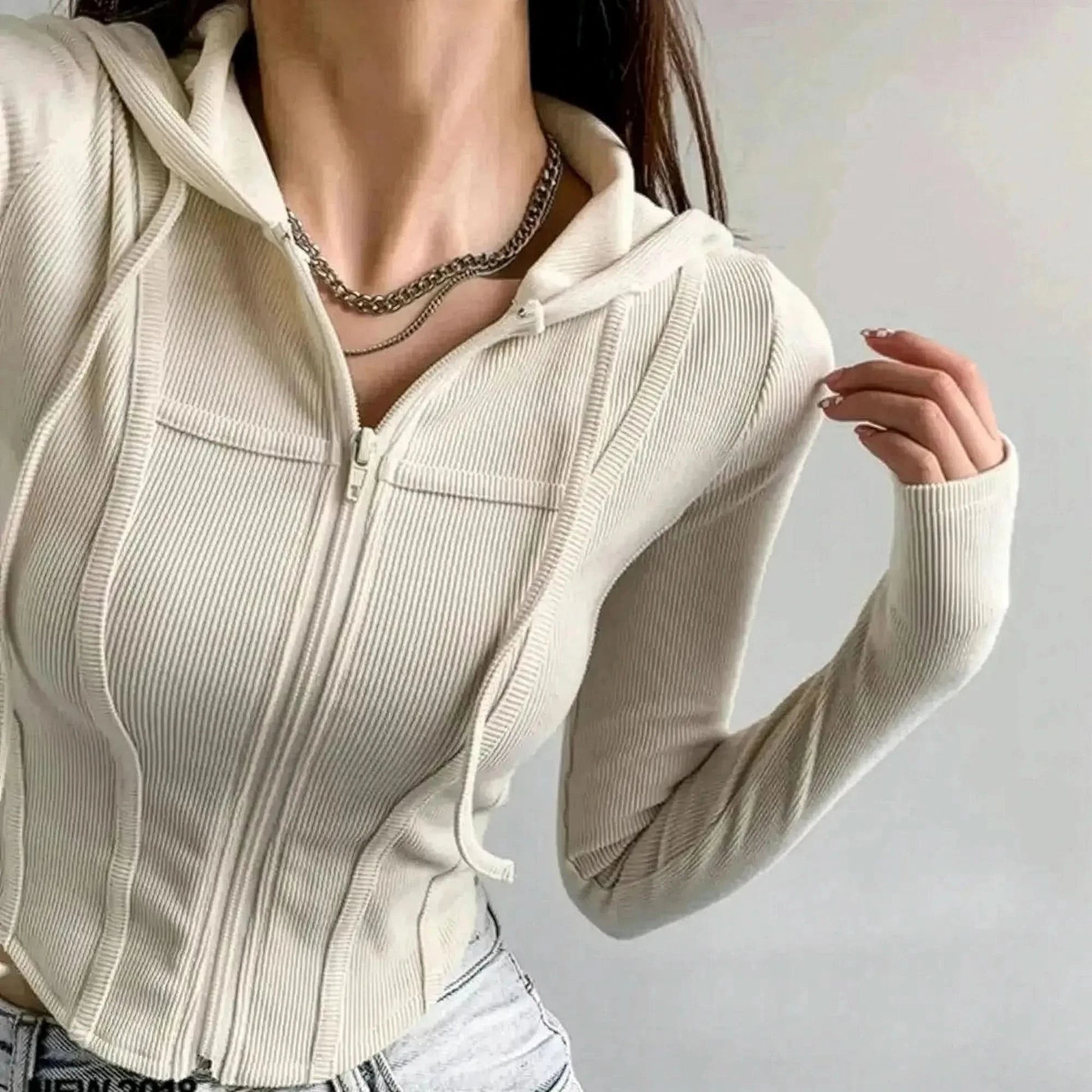 Veste Cardigan Femme Fine Zippée à Capuche Style Coréen Été - Saylana
