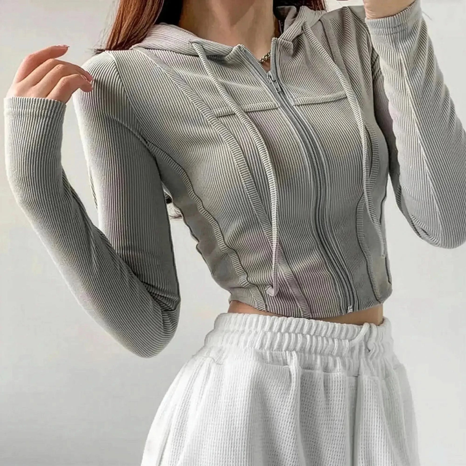Veste Cardigan Femme Fine Zippée à Capuche Style Coréen Été - Saylana