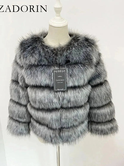 Veste Courte Imitation Vison S-6XL-Saylana