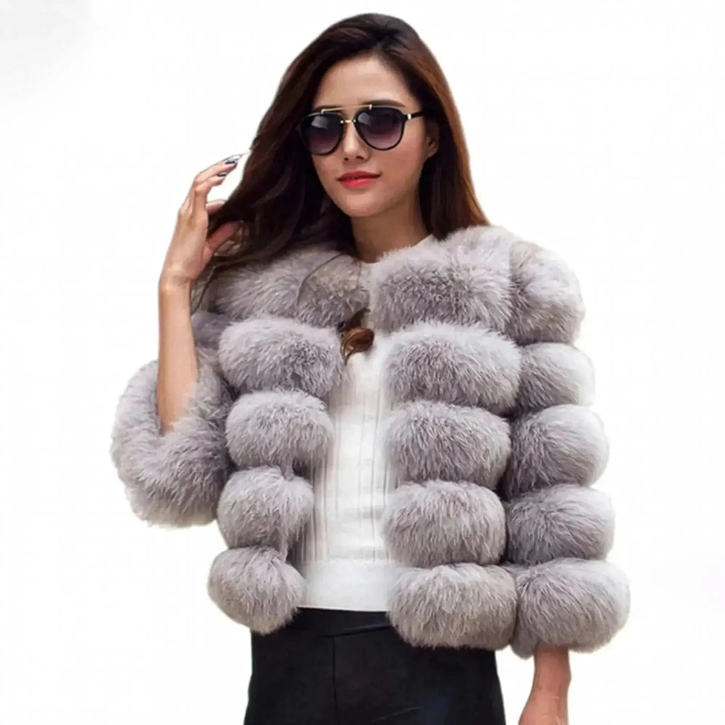 Veste Courte Imitation Vison S - 6XL - Saylana