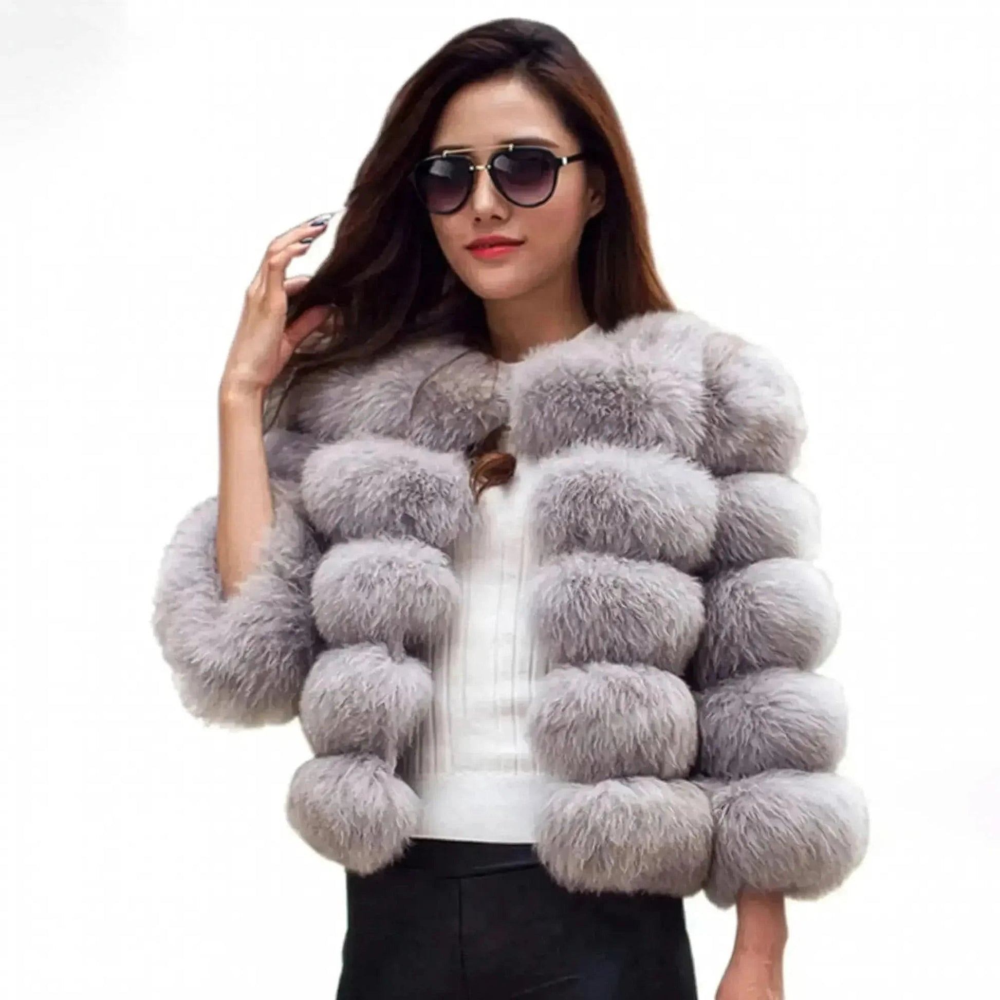 Veste Courte Imitation Vison S - 6XL - Saylana