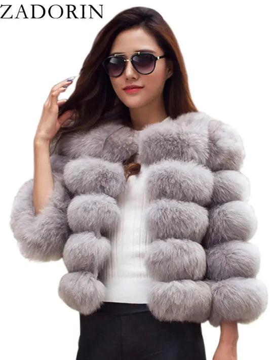 Veste Courte Imitation Vison S-6XL-Saylana
