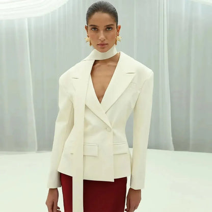Veste Épaulée à Bouton Unique-Saylana