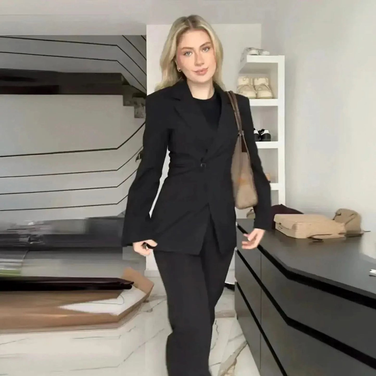 Veste Épaulée à Bouton Unique - Saylana