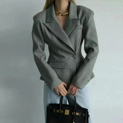 Veste Épaulée à Bouton Unique - Saylana