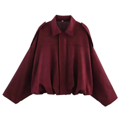 Veste Loose Épaulée à Col Revers-Saylana