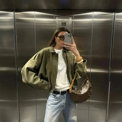 Veste Loose Épaulée à Col Revers - Saylana