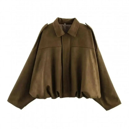 Veste Loose Épaulée à Col Revers - Saylana