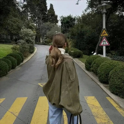 Veste Loose Épaulée à Col Revers - Saylana