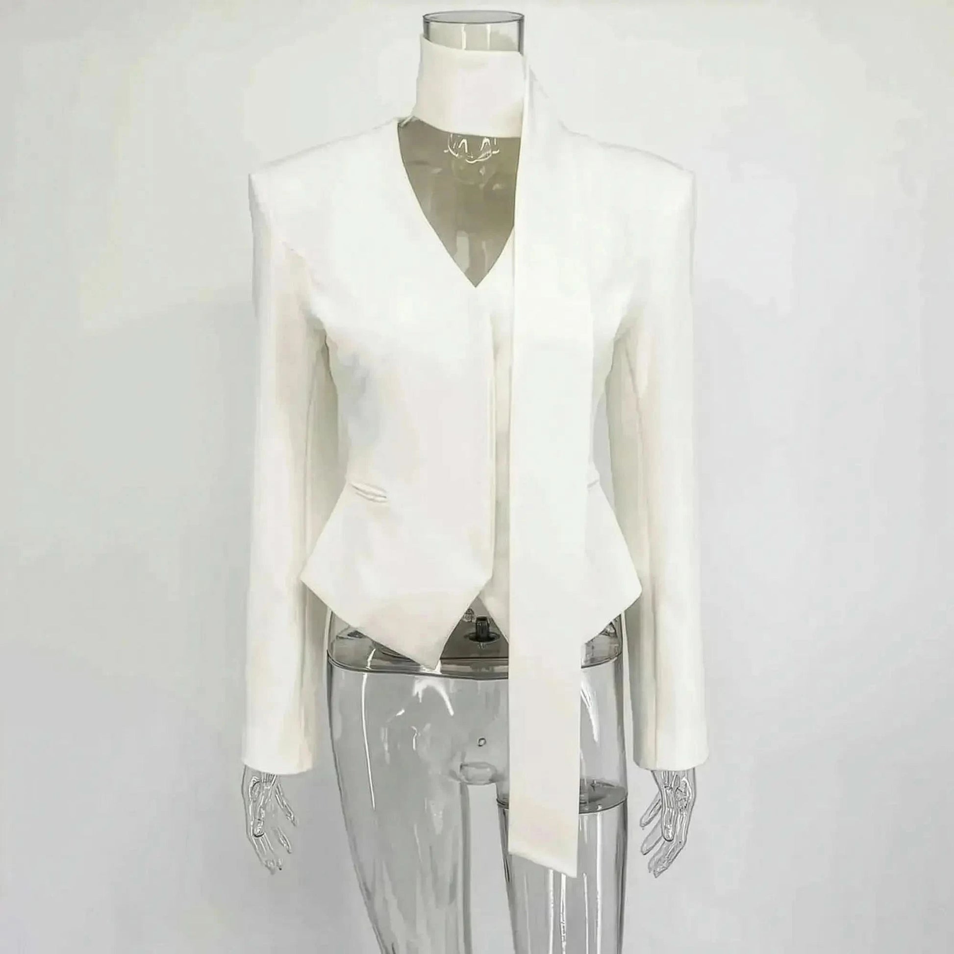 Veste Rayée Élégante à Foulard Noué - Saylana