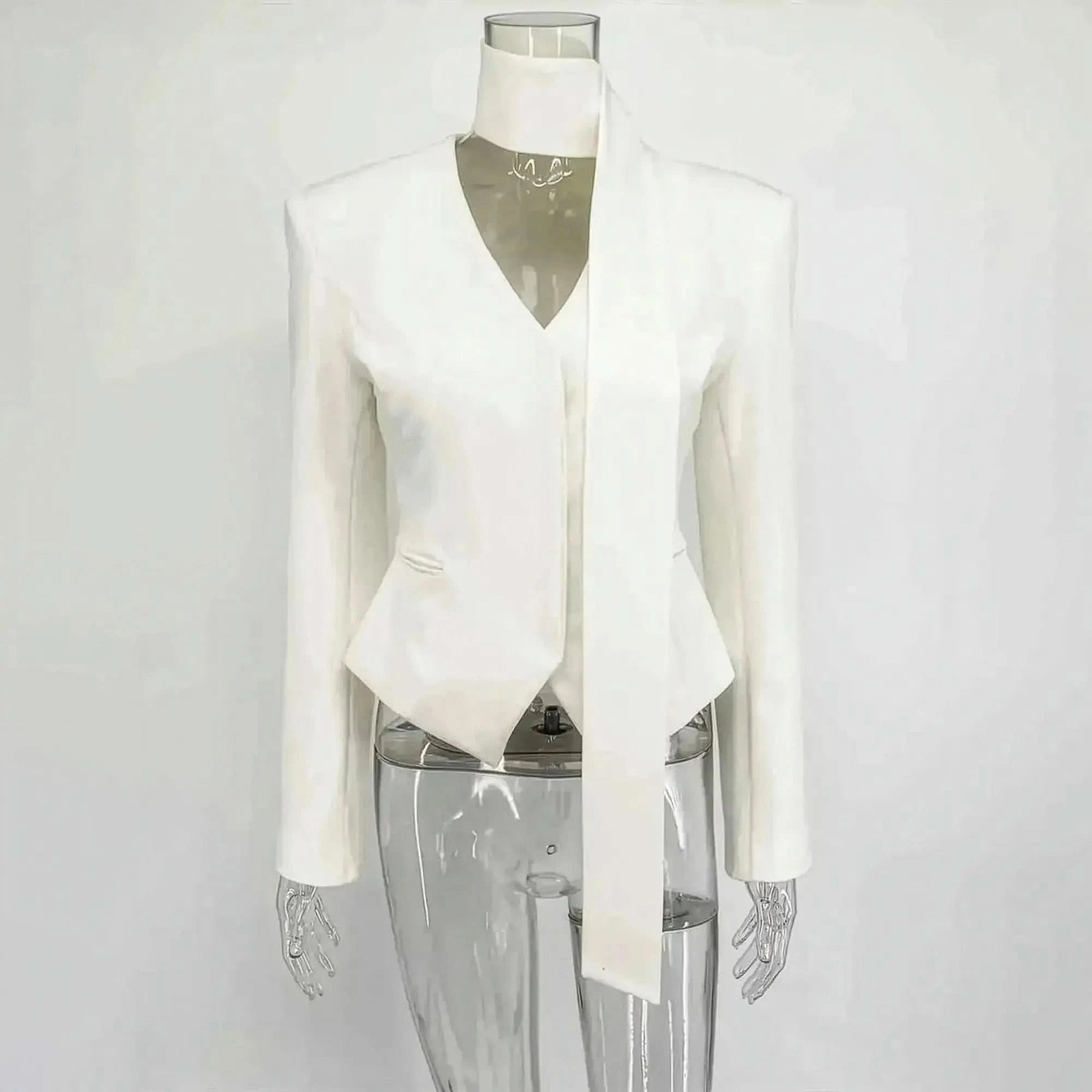 Veste Rayée Élégante à Foulard Noué - Saylana