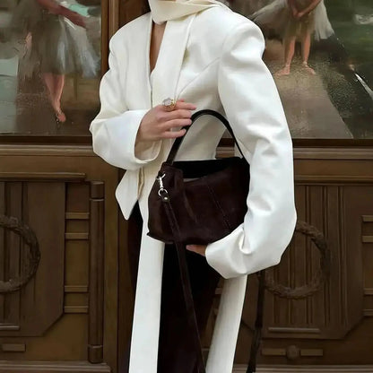 Veste Rayée Élégante à Foulard Noué - Saylana