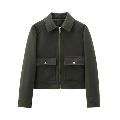 Veste Zippée Courte Élégante Hiver-Saylana