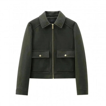 Veste Zippée Courte Élégante Hiver - Saylana