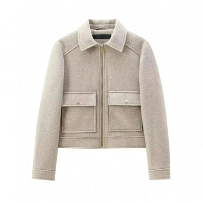 Veste Zippée Courte Élégante Hiver - Saylana